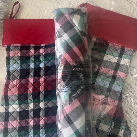 NEW Vera Bradley Ribbons Plaid Tree Skirt Stockings Christmas Rare - Picture 2 of 6